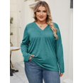thumbnail image 4 of Blusa tipo túnica Kancystore con cuello en V y manga 3/4, azul claro, XXXL, 4 of 5
