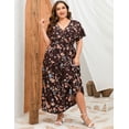 thumbnail image 5 of Plus Size Wedding Guest Maxi Dresses for Curvy Women, Summer Casual Floral Long Party Sundress with 3/4 Sleeve, 5 of 8