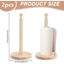 2sets Pine Wood Paper Towel Holder Kitchen Paper Holder Countertop Stand up Towels Roll Stand Organizer Blanched Almond 122.5x244.5mm