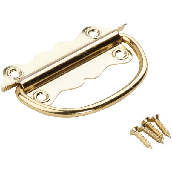 National Hardware Steel Brass-Plated Handle Pull - Brass Finish - 2 Count, Includes Screws