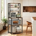 thumbnail image 1 of LEDREM 6-Tier Industrial Coffee Bar & Baker's Rack, Adjustable Kitchen Shelving Unit with Hooks, Microwave Stand for Small Spaces, 65.7 Inch, Rustic Brown & Black, 1 of 6