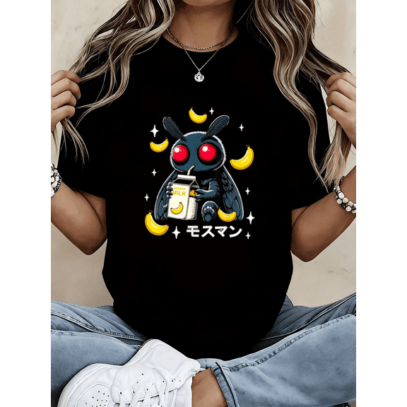 Kawaii Mothman Banana Milk Shake Carton Graphic up to Size 5XL Unisex T-Shirt