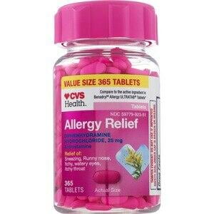 CVS Health Allergy Relief Diphenhydramine Tablets, 365 ct
