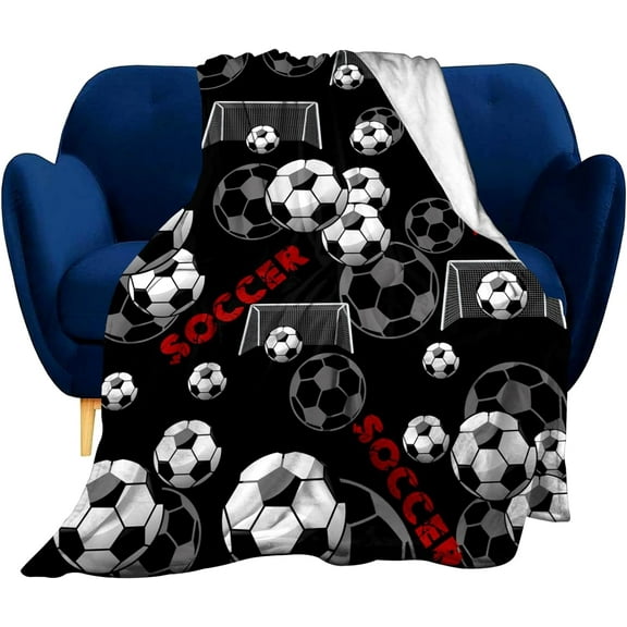 LHSHID Super Soft Soccer Blanket Lightweight Cozy 3D Printed Flannel Baseball Basketball Throw Blankets for Sport Fans Kids Adults Gifts 30"x40"