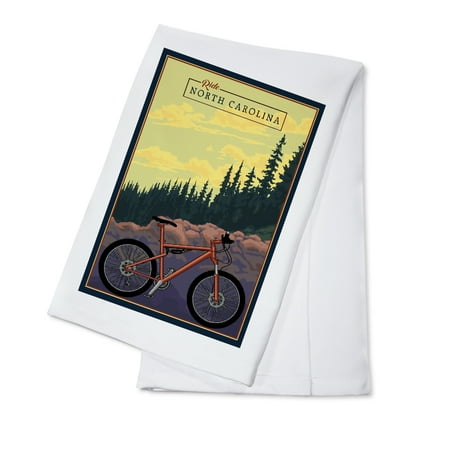 North Carolina - Mountain Bike - Ride the Trails - Lantern Press Artwork (100% Cotton Kitchen
