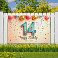 thumbnail image 6 of Sparkling 14th Birthday Backdrop Banner with Glittery Stars and Swirls Happy Birthday Party Decorations Photography Props Party Supplies Background, 6 of 8
