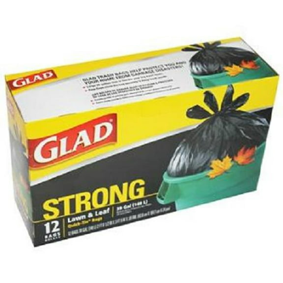 Glad Quick Tie Lawn & Leaf Bags, 39 Gallon, Black