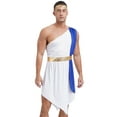 thumbnail image 3 of Sxiwei Mens Roman Greek Cosplay Costume Halloween Party Sleeveless Toga Dress Robe with Headwear Blue L, 3 of 7