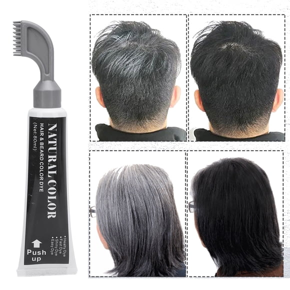 Hair Dye for Gray Coverage, Black Hair Dye Long Lasting Easy Coloring 80 ML with Comb Gloves Cape Ear Head Covers for Home