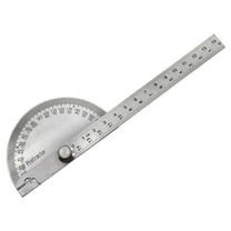 SEIWEI Stainless Steels 0-180 Degrees Protractor with Ruler Durable Metal Ruler Angle Finder Tool for Carpenters Architects Painters (Solid)