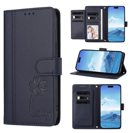 Case for Natural Ai Phone Shockproof PU Leather Case with 9 Card Slots Kickstand Magnetic Flip Wallet Protective Phone Cover Blue