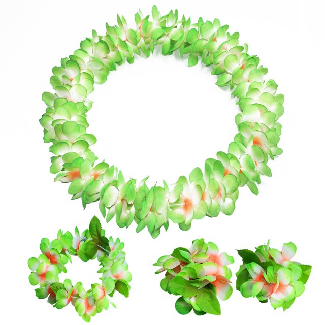 Conjunto de 80 piezas de collar hawaiano engrosado con encriptación de flores para fiesta de Kaifeng, anillo para la cabeza, pulsera, disfraz para actuación en el escenario