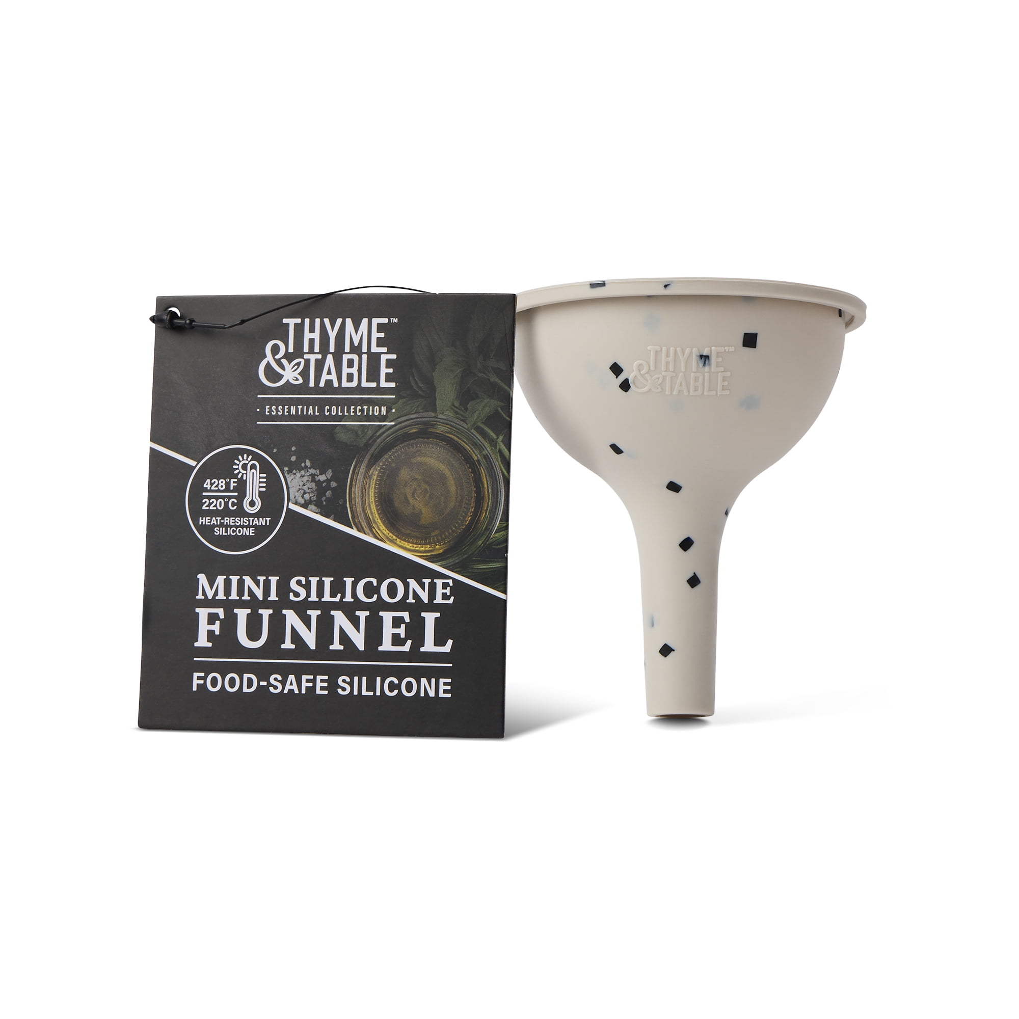 Thyme & Table Mini Silicone Funnel, Cream and Black Dots