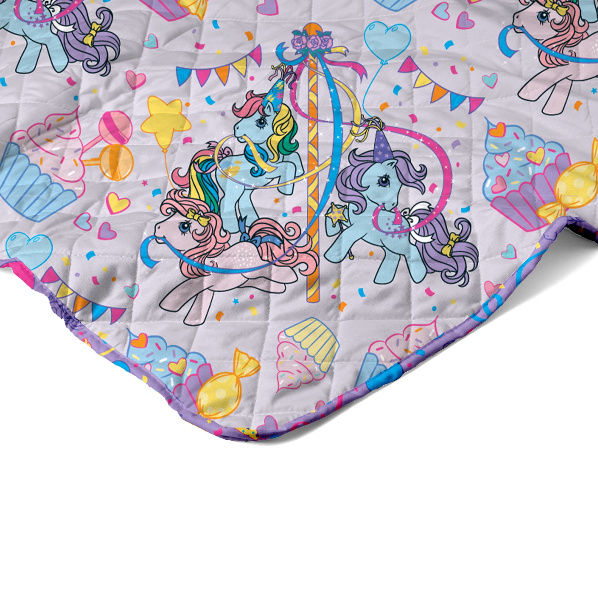 My Little Pony Pony Party Quilted Throw Blanket 60x80 inches, Kids Character Bedding