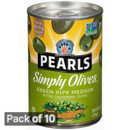 Black Pearl Green Ripe Medium Pitted Olives, 6 oz (Pack of 10)