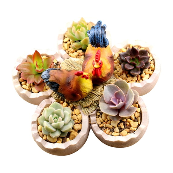 GadgetVLot Micro Landscape Garden Flower Desktop Flowerpot Home Resin Creative Simulation Succulent Plant Potted(No Plant)