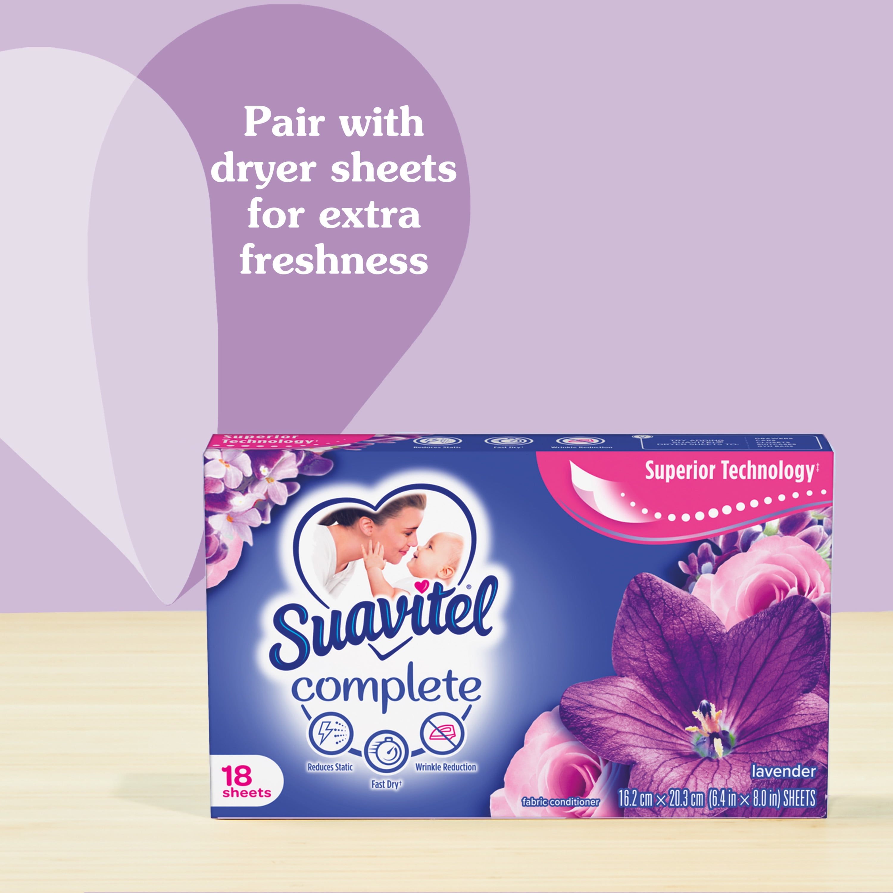 SUAVITEL Fabric Softener, Lavender, 144 Loads (14.4 Oz, Case of 12) -  Liquid Laundry Fabric Softener - Laundry Fragrance Booster - Bulk Cleaning