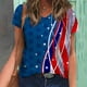 thumbnail image 1 of Puntoco 2024 mujeres verano moda tops moda mujer verano cuello pico manga corta impresión casual camiseta blusa, 1 of 5