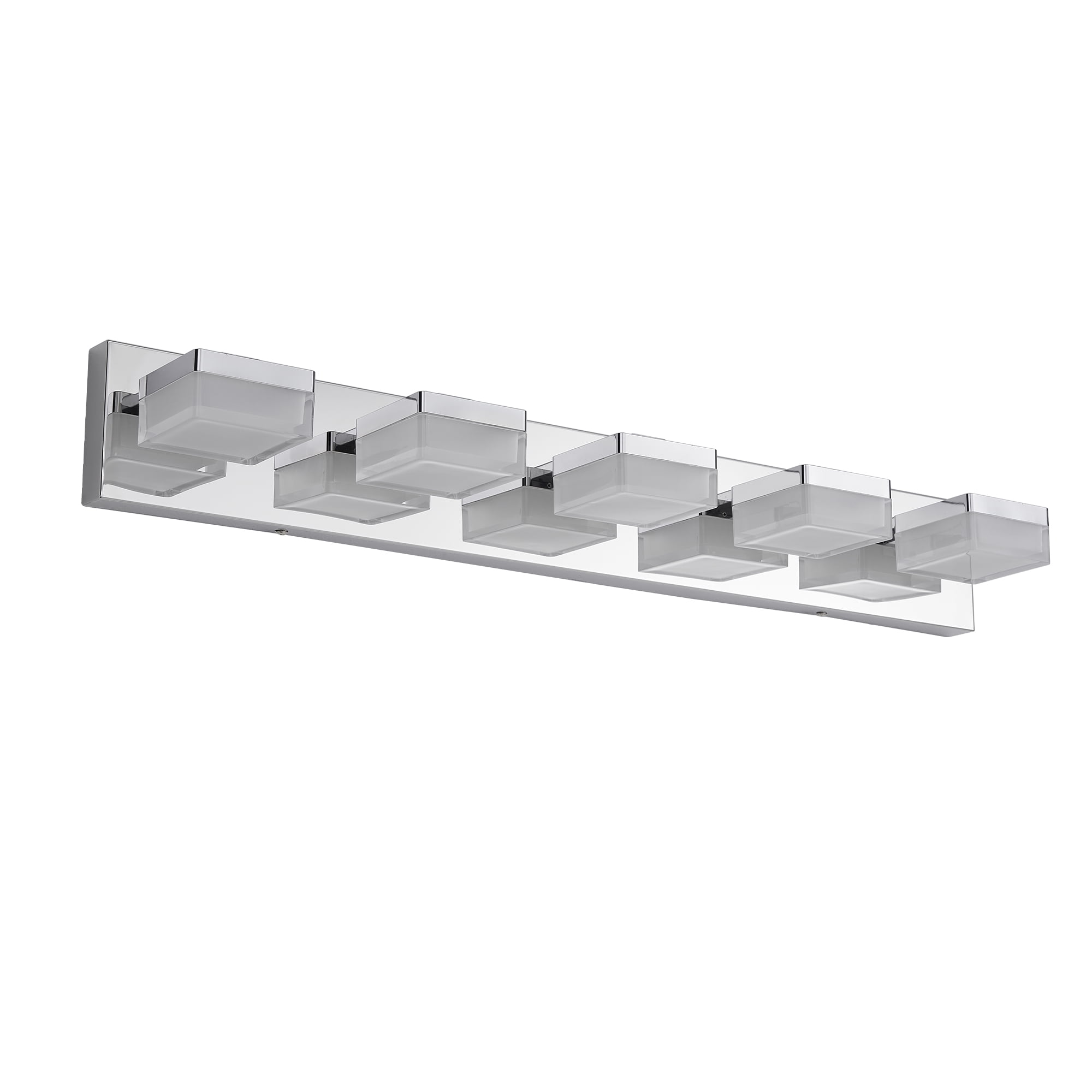 5 Light LED Modern Bathroom Lighting Fixtures Over Mirror 31.5in Dimmable Bathroom Vanity Light Fixture Chrome