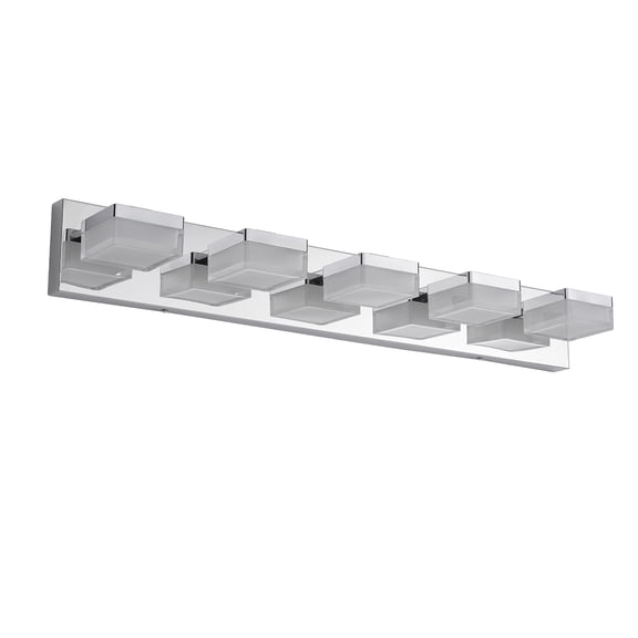 TICOZE 31.5" Modern Chrome 5-Light LED Vanity Light - Sleek Bathroom Mirror Fixture with Energy-Saving Dimmable LEDs