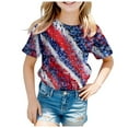 thumbnail image 2 of Gubotare Patriotic Shirts for Girls Kids Short Sleeve T-Shirt Youth Soft Tee Crewneck Cotton T Shirts for Girls (Dark Blue,8-9 Years), 2 of 4