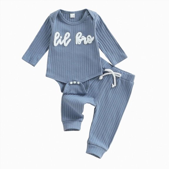 Enyan Little Brother Matching Outfits Newborn Baby Boy Sweatshirt Pants Set 2Pcs Fall Winter Clothes(Size 0-1 Months)