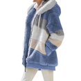 thumbnail image 3 of Xuanfei Women Color Block Zip Up Long Sleeve Warm Fuzzy Fleece Hooded Outwear, 3 of 4