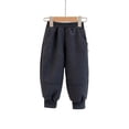 thumbnail image 2 of Rggeeun Boys Child Pants Tapered Hem Solid Color Elastic Waist Loose Fit Wide Leg Thermal Thickened Side Pockets Ankle Length Autumn Winter Outdoor Wear Relaxed Trousers,Gray,4-5 Years, 2 of 4
