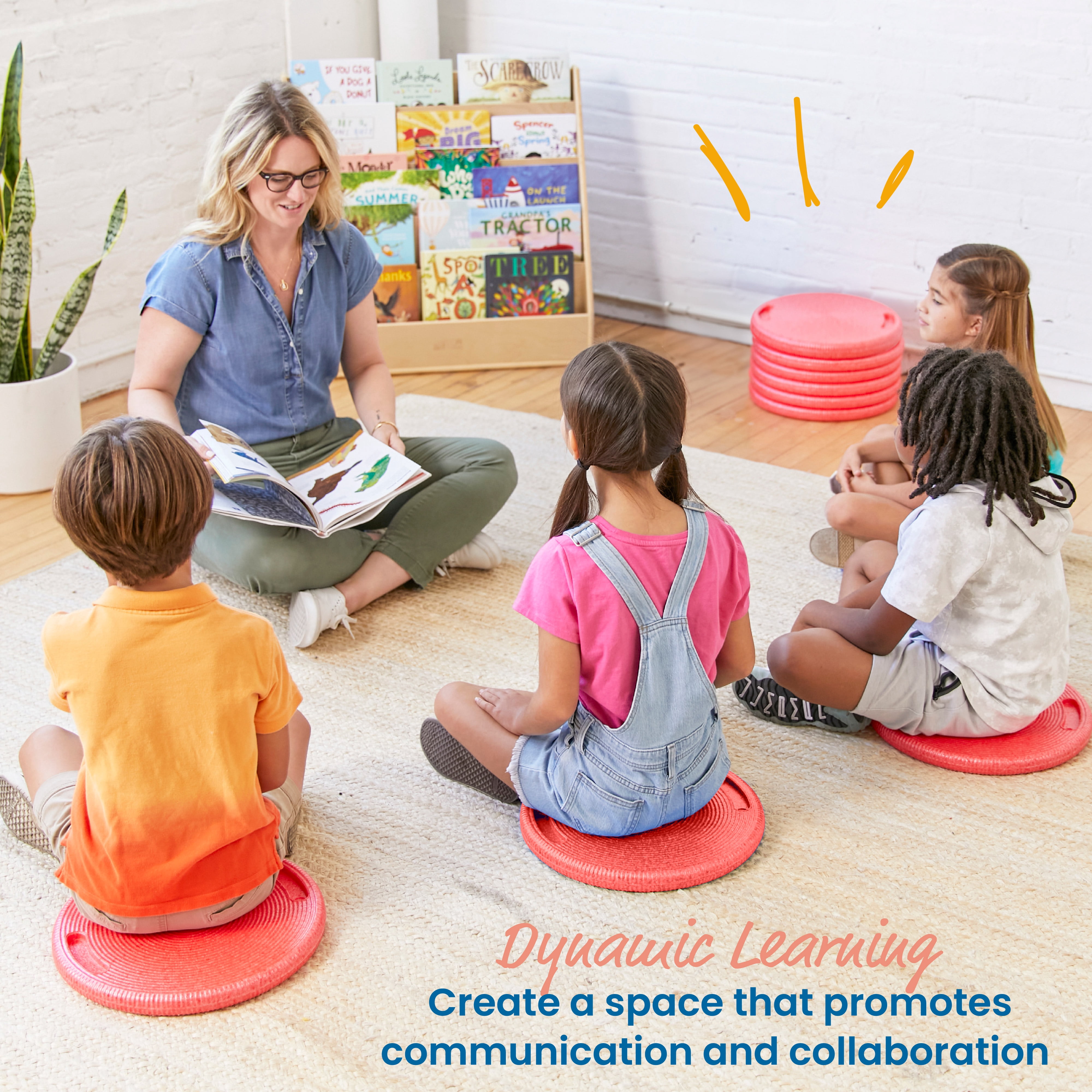 ECR4Kids CircleSpots Flexible Seating Floor Pads, Classroom Essentials, Red, 10-Pack