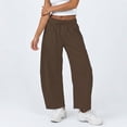thumbnail image 2 of High Waist Wide Leg Palazzo Trousers, Women's Casual Cotton Sweatpant with Pockets, Elastic Waistband Drawstring, Soft Comfortable Barrel Leg Pants, 2 of 4