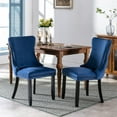 thumbnail image 6 of Velvet Upholstered Dining Chairs Set of 6, Wingback Kitchen Room Accent Chairs with Solid Wood Leg, Dinner Chairs with Nailhead Trim & Button Tufted Back, 6 of 7