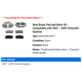thumbnail image 2 of Rear Brake Pad and Rotor Kit - Compatible with 2007 - 2009 Chevy Equinox 2008, 2 of 2