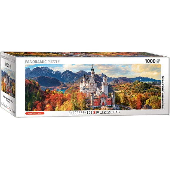Neuschwanstein Castle in Autumn Panorama 1000-Piece Puzzle