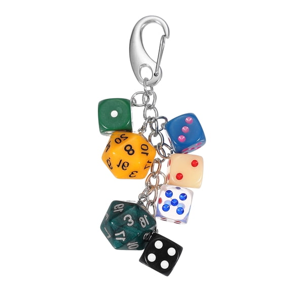 Uxcell Dice Keychain Charm, Creative Keyring Charm Stylish Key Chains Dice Bag Purse Handbag Accessories for Hanging Wallet Car Key Cellphone, Colored Dice(Dice)