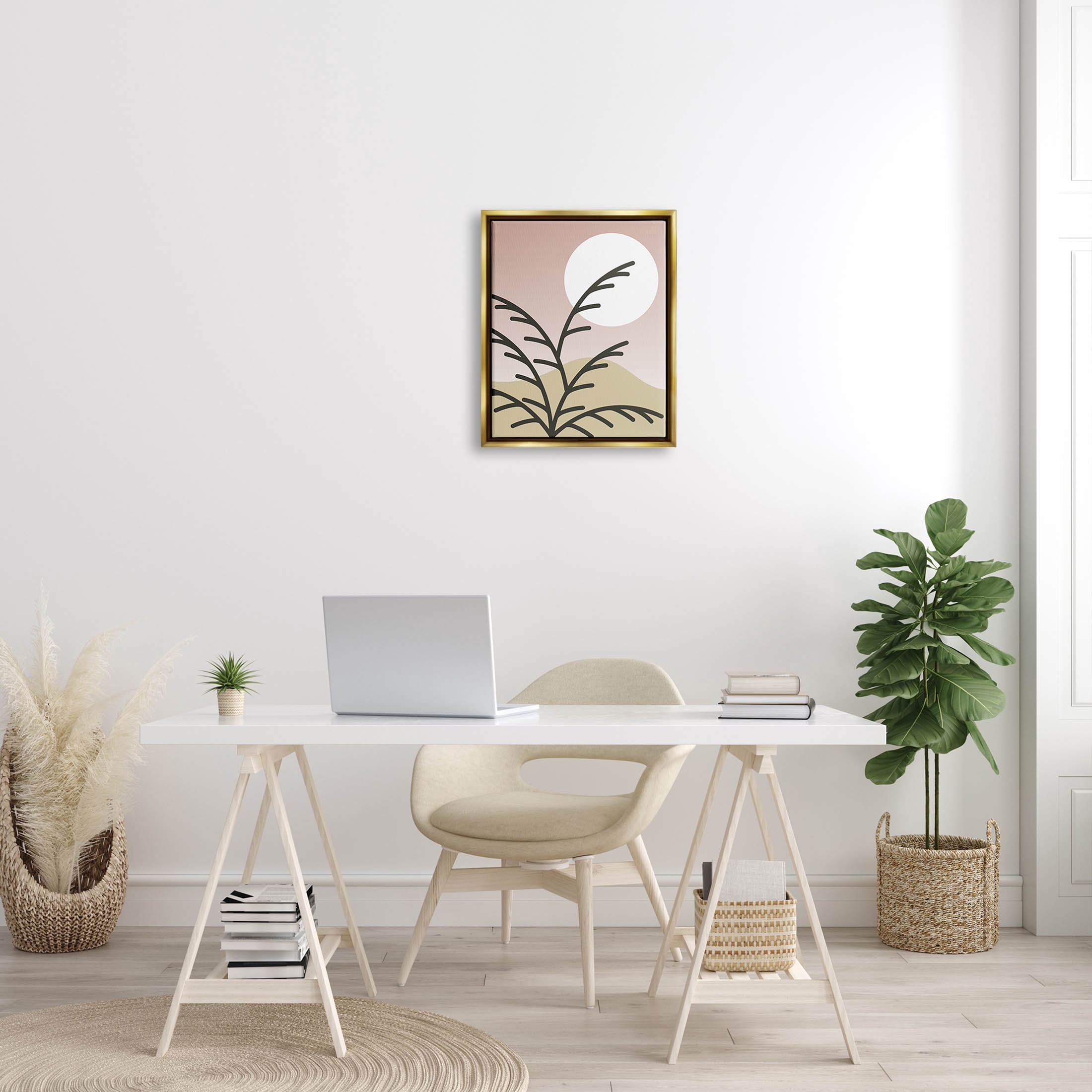Contemporary Mountain Branches Botanical & Floral Graphic Art Metallic Gold Framed Art Print Wall Art