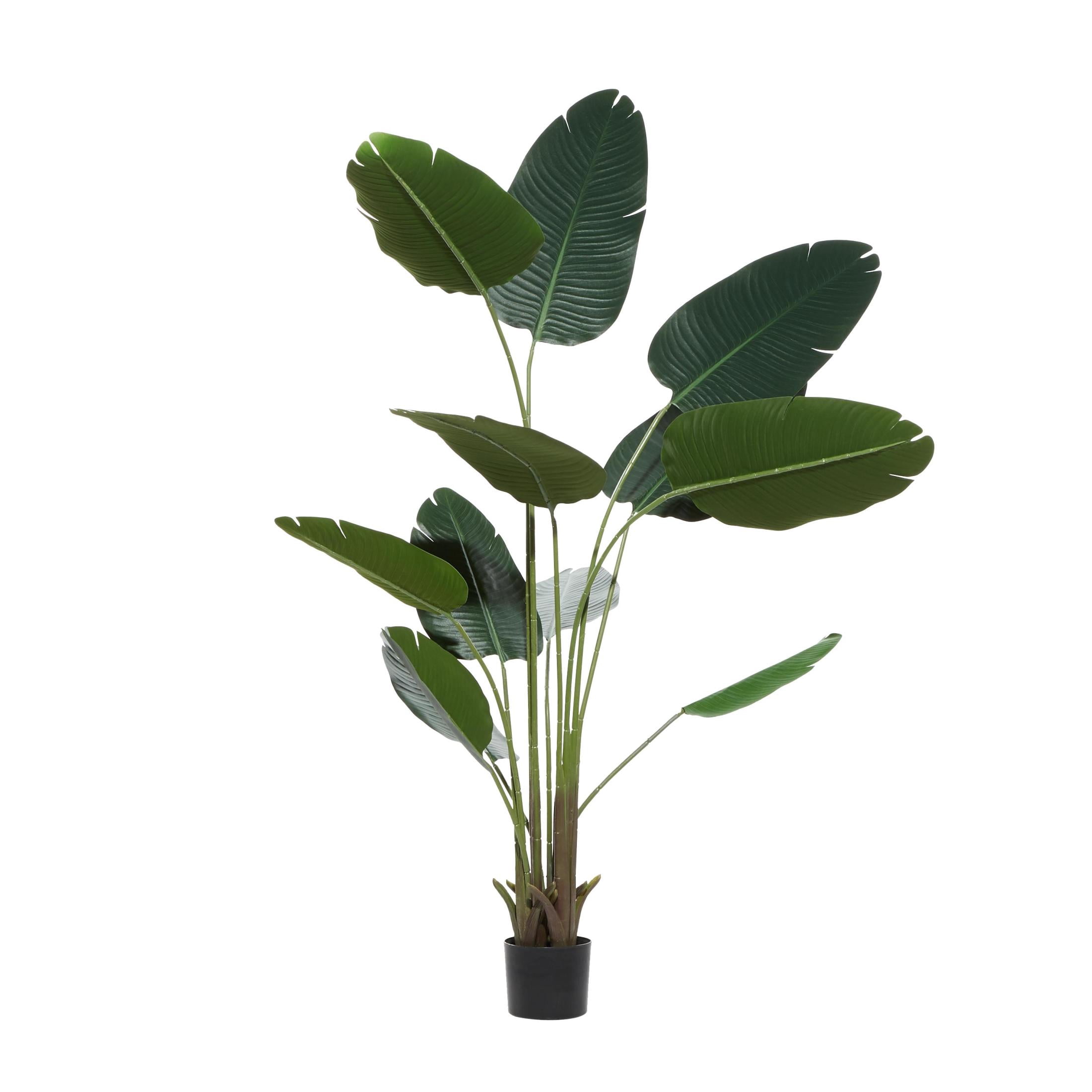 DecMode 70" Tall Artificial Bird of Paradise Plant in Black Plastic Pot