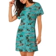 thumbnail image 2 of Rocae Hawaii Palms for Nightgowns for Women Sleep Shirts Short Sleeve Nightshirt Pullover Nightdress, 2 of 6
