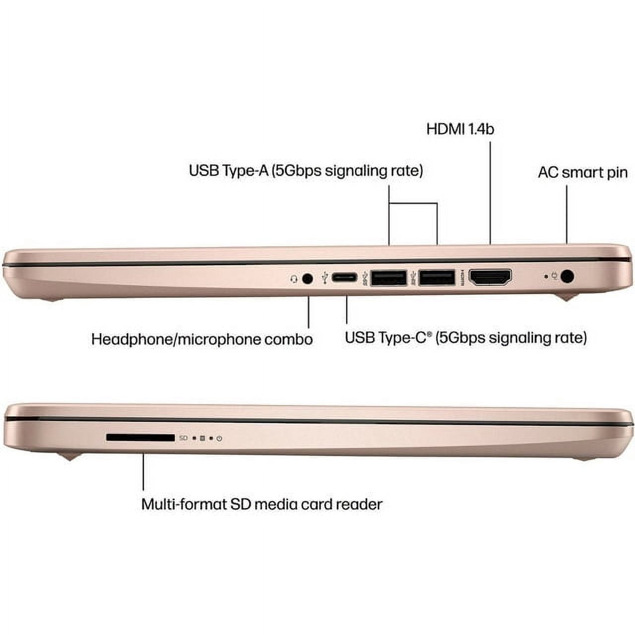 HP 14" HD (1366 x 768) Display Laptop, Intel Celeron N4120, 1.1GHz, 8GB Memory, 128GB eMMC, Windows 11 Home in S Mode, One Year Office 365 Included, Rose Gold + Mazepoly Accessories