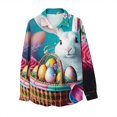 thumbnail image 4 of Womens Tops Funny Bunny Eggs Print Short Sleeve Button Down Bowling Shirt Beach Tops Blouses for Women Dressy Casual, 4 of 8