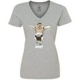 thumbnail image 3 of Inktastic Moo Cute Brown Holstein Cow Women's V-Neck T-Shirt, 3 of 5