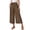 #193-Brown, variant on Women's 7/8 Length Culottes Solid Color Wide Leg Design with Elastic Waist and Side Pockets Linen-Like Casual Trousers for Daily Wear Gift