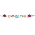thumbnail image 2 of Gem Stone King 1.56 Ct Oval Red Created Ruby Blue Apatite 925 Silver and 10K Yellow Gold Lab Grown Diamond Adjustable Infinity Bracelet for Women Mother's Mom Wife Her, 2 of 3
