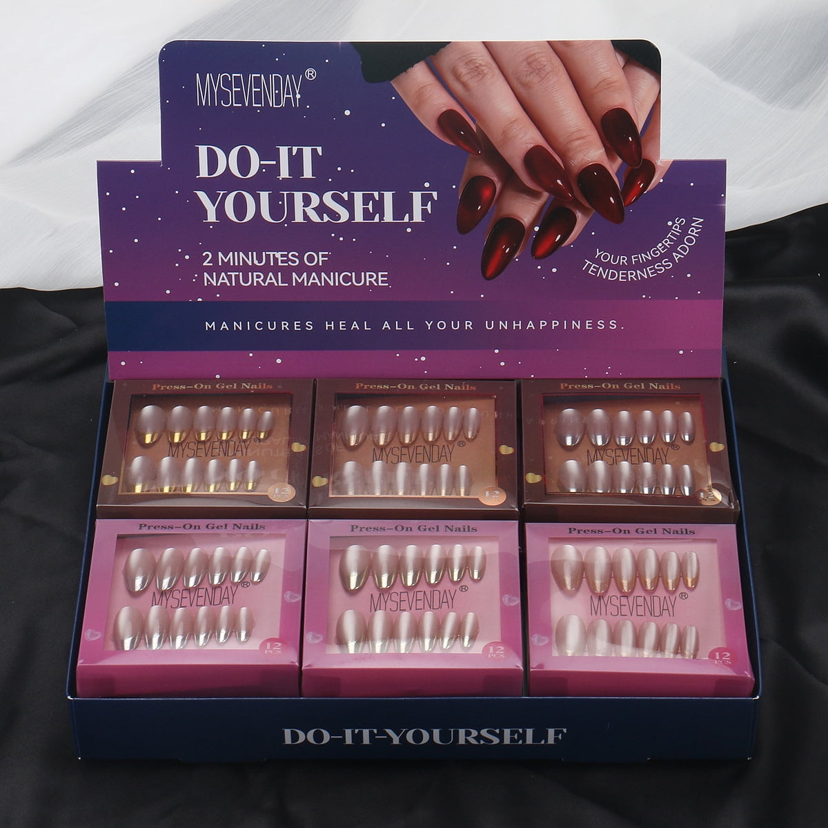 French Nude Pink Simple Style Press-on Nails 6-Color Set Fake Nails Kit