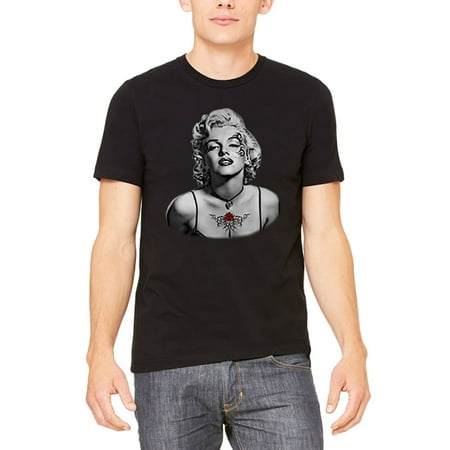 Men's Marilyn Monroe Face Tattoo KT T127 Black T-Shirt 2X-Large