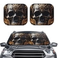 thumbnail image 2 of Saiise Gold Pattern Black Skull for Foldable Car Sun Shades (2-Pack) Offer Sun Protection with an Easy-fold Design for Convenient Windshield Shading-Small, 2 of 6