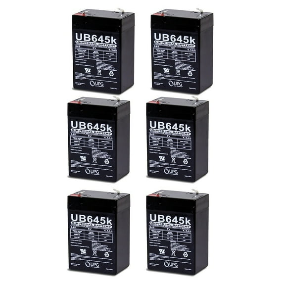 UB645 6V 4.5AH SLA BATTERY 6 VOLT - PACK OF 6 BATTERIES