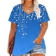 thumbnail image 2 of Camisetas Casuales de las Mujeres Más Tamaño V-Cuello Impresión Manga Corta Color Sólido Base de Verano Superior, Ligero para Diario, 2 of 9