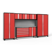 NewAge Products Bold Series Red 6 Piece Cabinet Set, Heavy Duty 24-Gauge Steel Garage Storage System, Slatwall Included