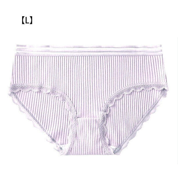 Minnieouse 3 piezas de ropa interior de algodón para mujer, calzoncillos transpirables para niñas, absorbe la humedad Ropa interior violeta L