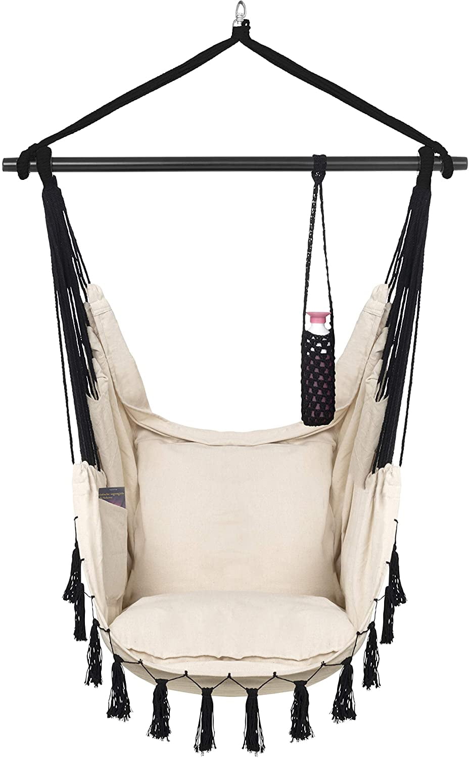 hanging egg chair in living room in 2 1 2 men show on Vita5 Hanging Chair 2 Cushions Drinks Book Holder 500 Lbs Weight Capacity Hammock Chair For Bedrooms Swing Chair For Indoor Outdoor Beige Walmart Com Walmart Com